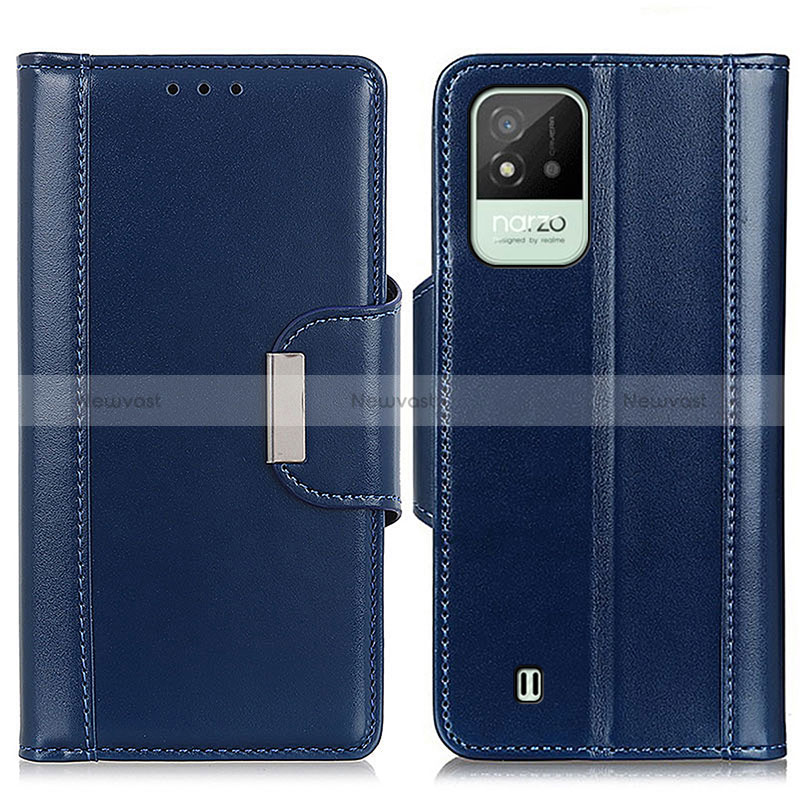 Leather Case Stands Flip Cover Holder M11L for Realme C20A Blue