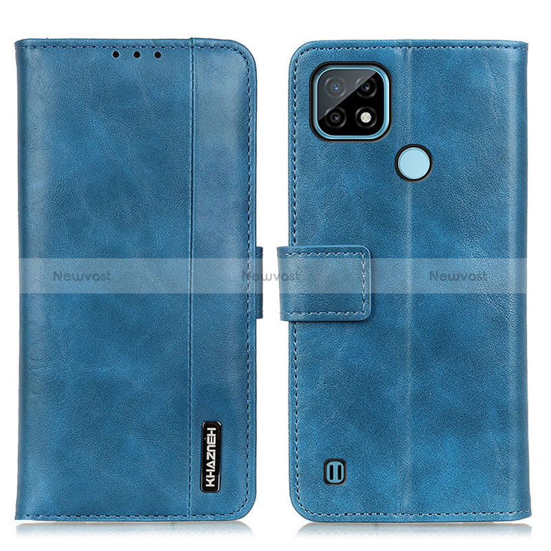 Leather Case Stands Flip Cover Holder M11L for Realme C21 Blue