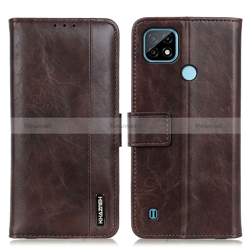 Leather Case Stands Flip Cover Holder M11L for Realme C21 Brown