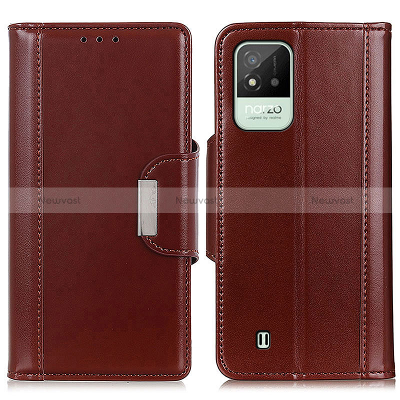 Leather Case Stands Flip Cover Holder M11L for Realme Narzo 50i Brown