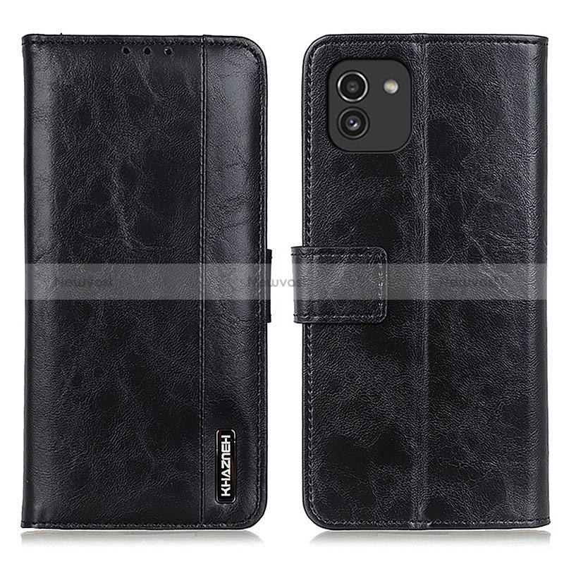 Leather Case Stands Flip Cover Holder M11L for Samsung Galaxy A03 Black