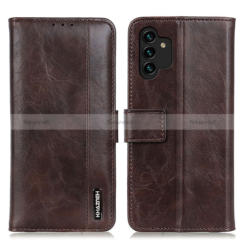 Leather Case Stands Flip Cover Holder M11L for Samsung Galaxy A13 4G Brown