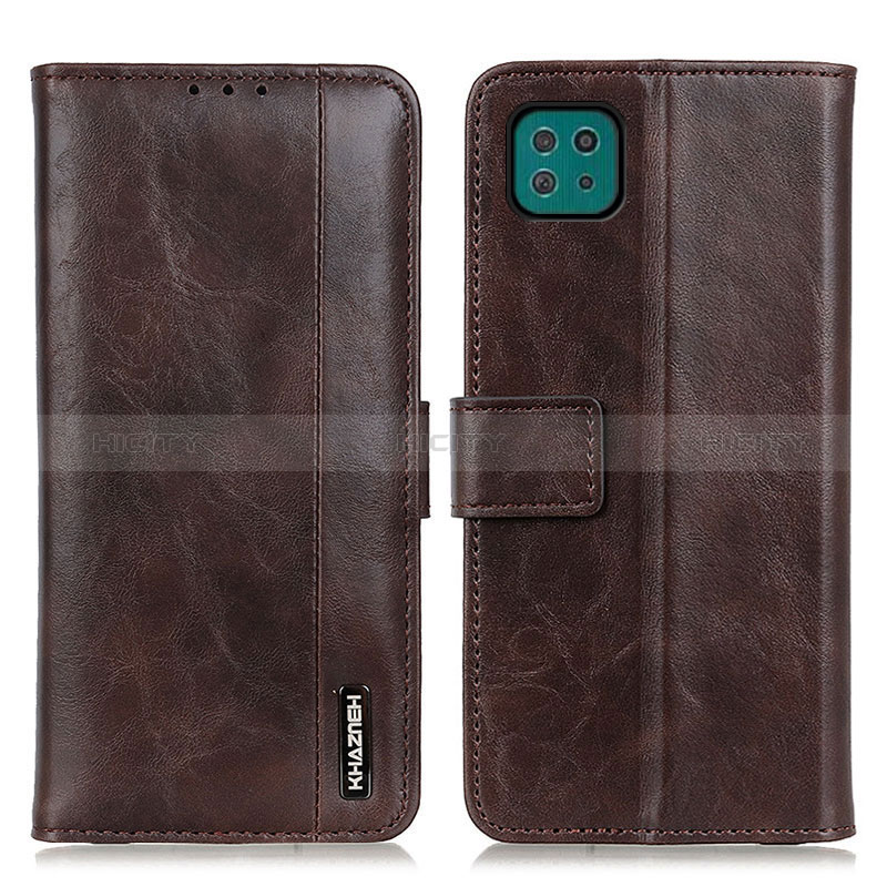 Leather Case Stands Flip Cover Holder M11L for Samsung Galaxy F42 5G Brown