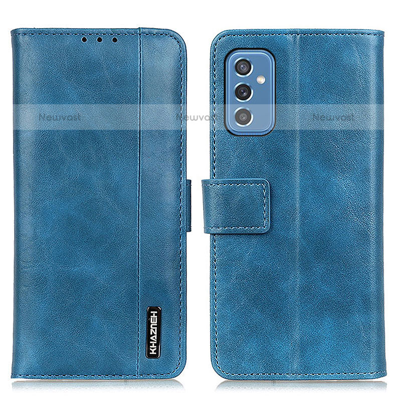 Leather Case Stands Flip Cover Holder M11L for Samsung Galaxy M52 5G Blue