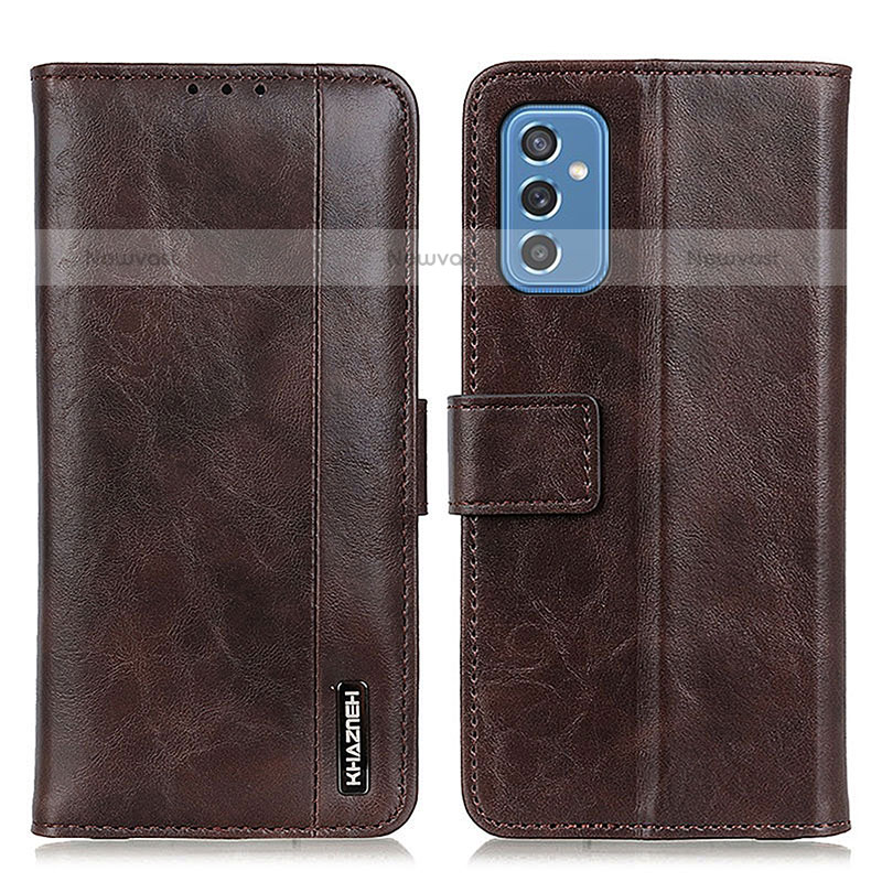 Leather Case Stands Flip Cover Holder M11L for Samsung Galaxy M52 5G Brown