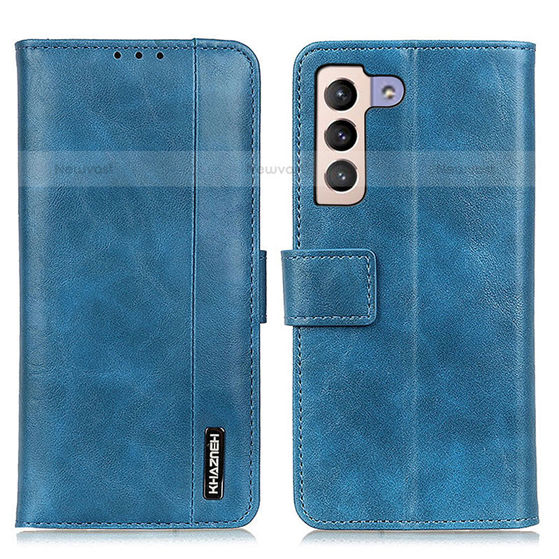 Leather Case Stands Flip Cover Holder M11L for Samsung Galaxy S21 5G Blue