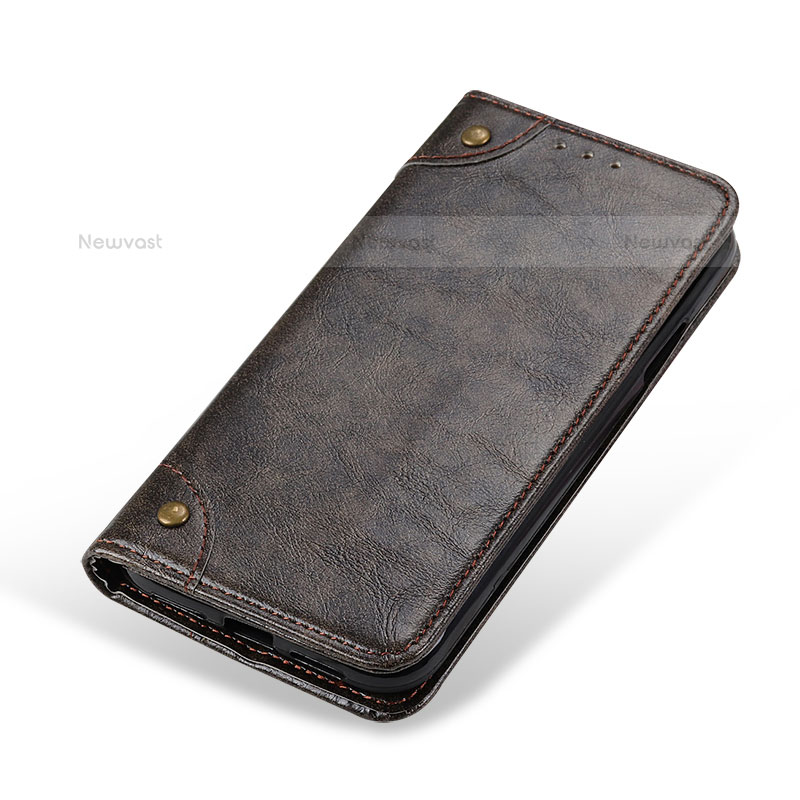 Leather Case Stands Flip Cover Holder M11L for Samsung Galaxy S22 Ultra 5G Bronze