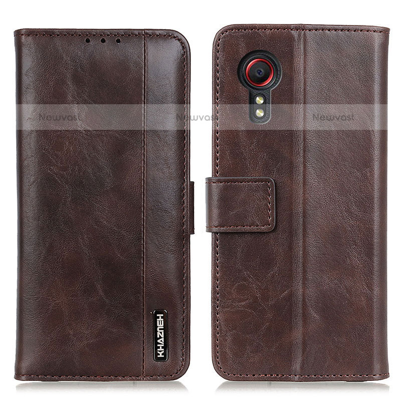 Leather Case Stands Flip Cover Holder M11L for Samsung Galaxy XCover 5 SM-G525F Brown