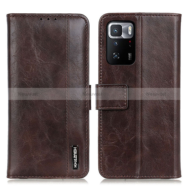 Leather Case Stands Flip Cover Holder M11L for Xiaomi Poco X3 GT 5G Brown