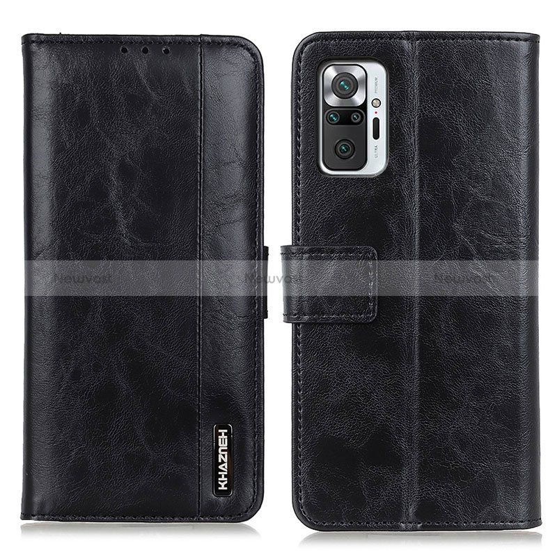 Leather Case Stands Flip Cover Holder M11L for Xiaomi Redmi Note 10 Pro 4G Black