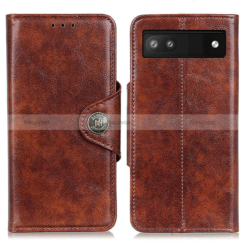 Leather Case Stands Flip Cover Holder M12L for Google Pixel 6a 5G Brown
