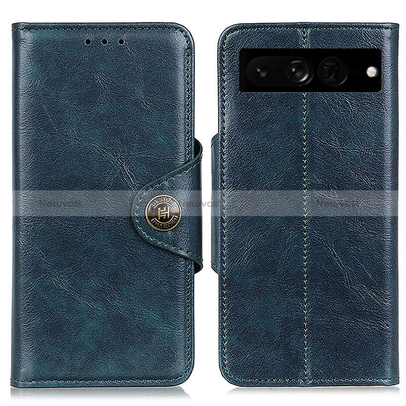 Leather Case Stands Flip Cover Holder M12L for Google Pixel 7 Pro 5G Blue