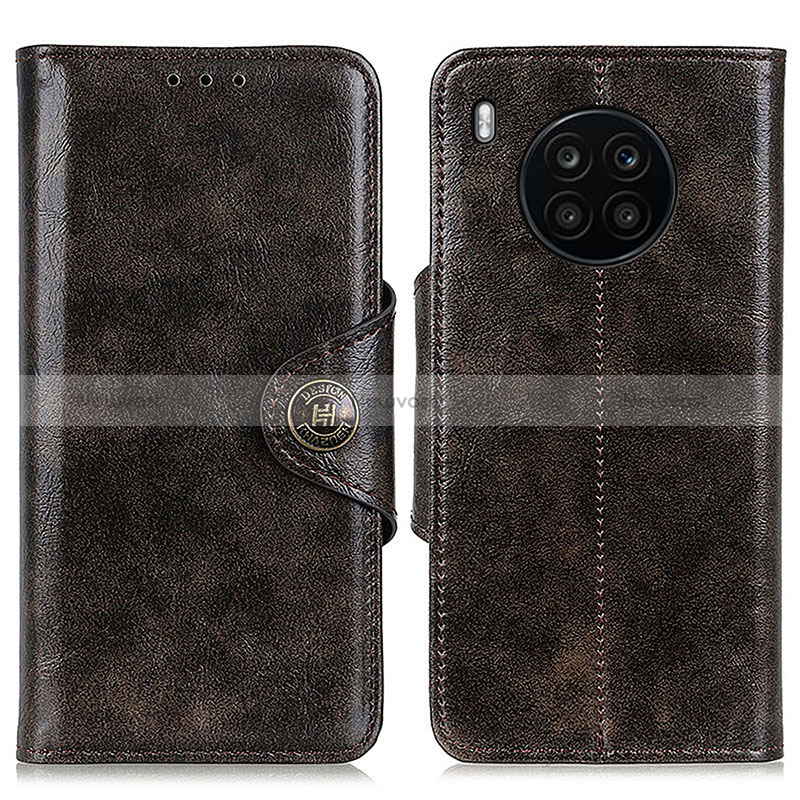 Leather Case Stands Flip Cover Holder M12L for Huawei Honor 50 Lite Bronze