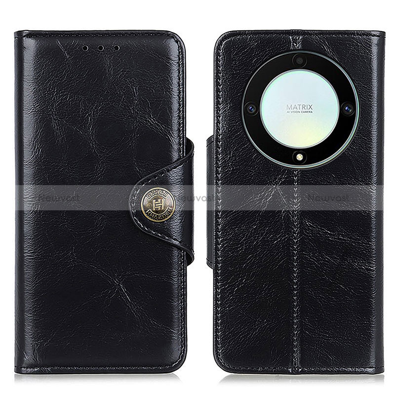 Leather Case Stands Flip Cover Holder M12L for Huawei Honor X9a 5G Black