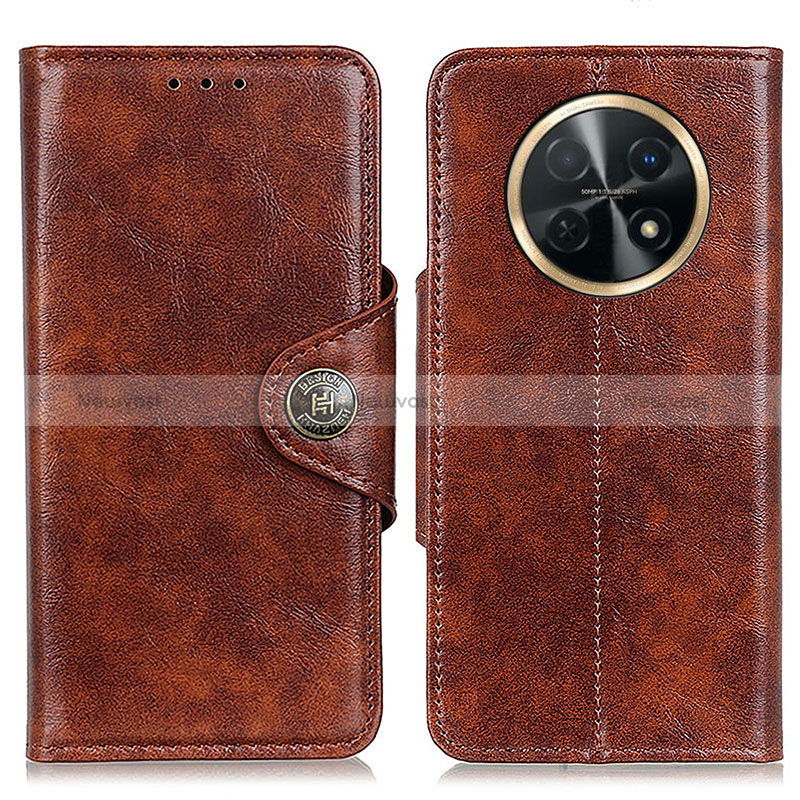 Leather Case Stands Flip Cover Holder M12L for Huawei Nova Y91 Brown