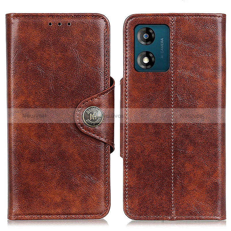 Leather Case Stands Flip Cover Holder M12L for Motorola Moto E13 Brown