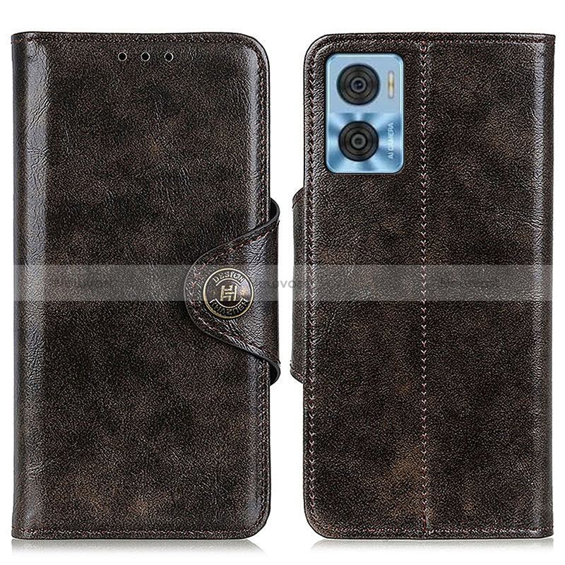 Leather Case Stands Flip Cover Holder M12L for Motorola Moto E22i Bronze