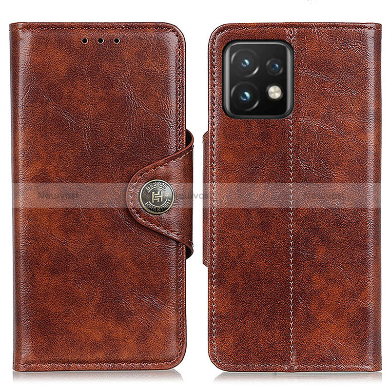 Leather Case Stands Flip Cover Holder M12L for Motorola Moto Edge Plus (2023) 5G Brown