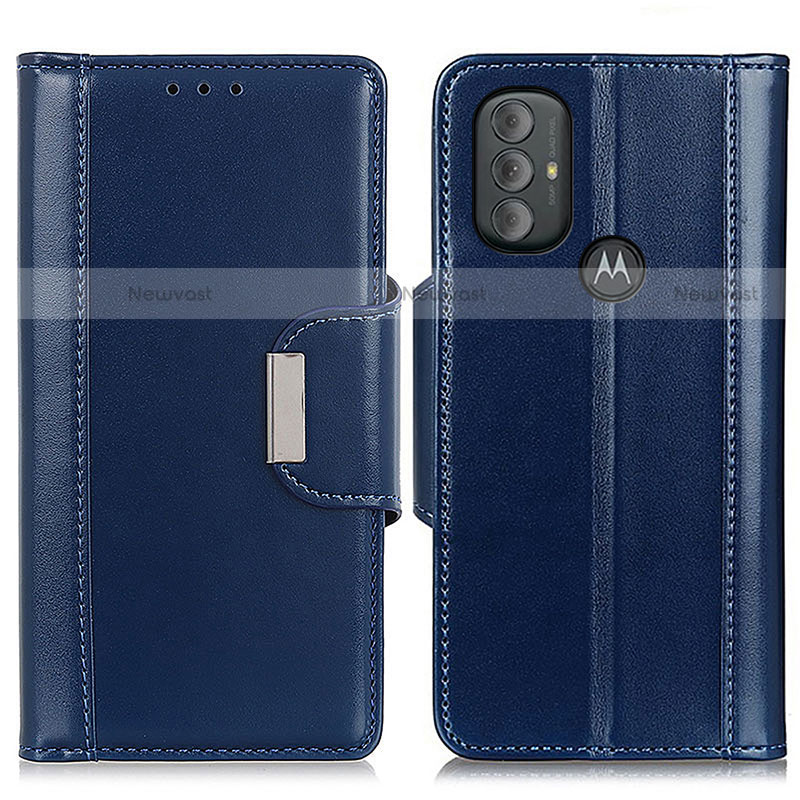 Leather Case Stands Flip Cover Holder M12L for Motorola Moto G Play (2023) Blue