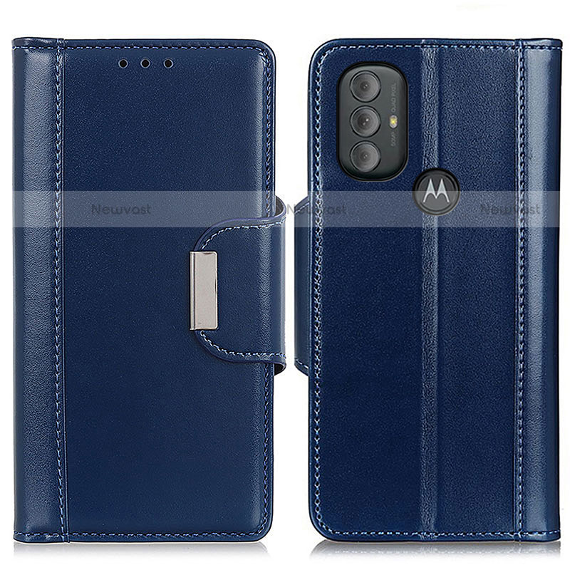 Leather Case Stands Flip Cover Holder M12L for Motorola Moto G Power (2022) Blue