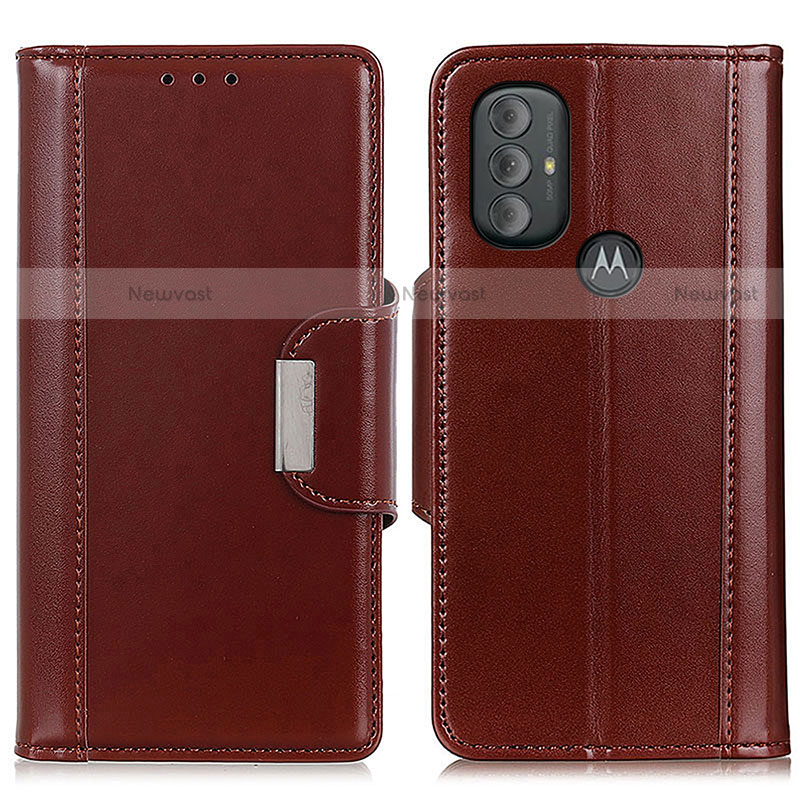 Leather Case Stands Flip Cover Holder M12L for Motorola Moto G Power (2022) Brown