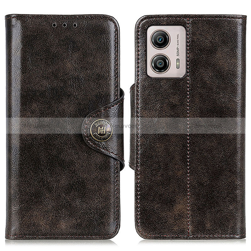 Leather Case Stands Flip Cover Holder M12L for Motorola Moto G53j 5G Bronze