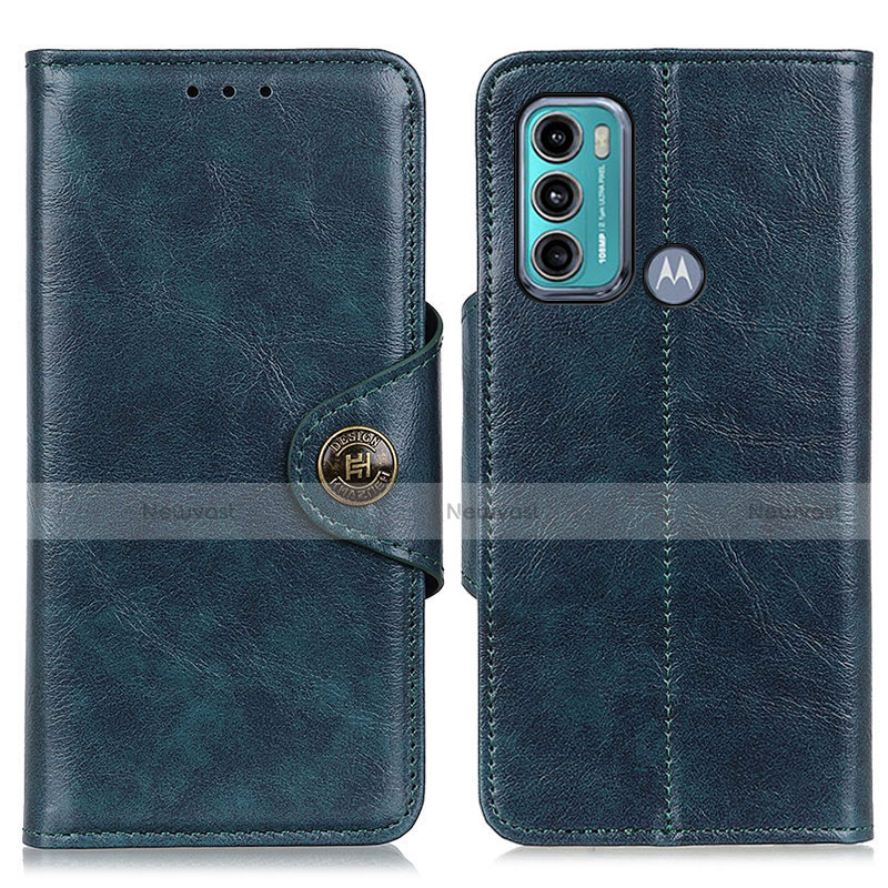 Leather Case Stands Flip Cover Holder M12L for Motorola Moto G60 Blue