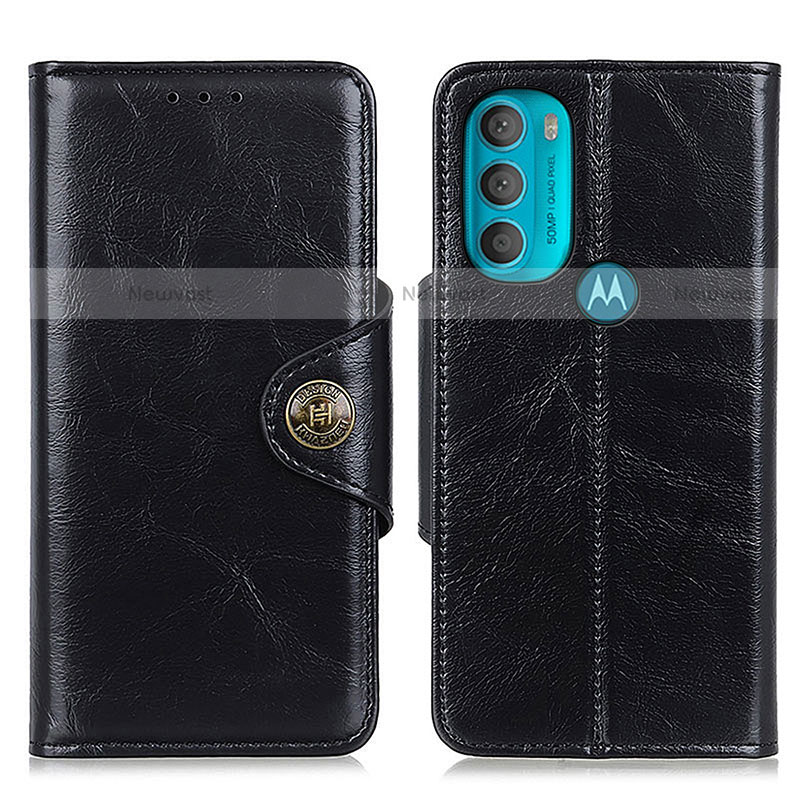 Leather Case Stands Flip Cover Holder M12L for Motorola Moto G71 5G Black