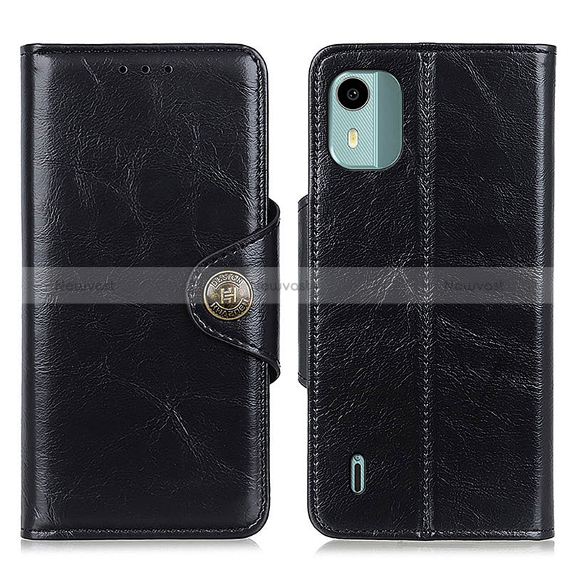 Leather Case Stands Flip Cover Holder M12L for Nokia C12 Black