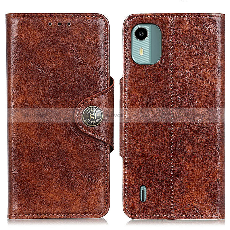 Leather Case Stands Flip Cover Holder M12L for Nokia C12 Plus Brown