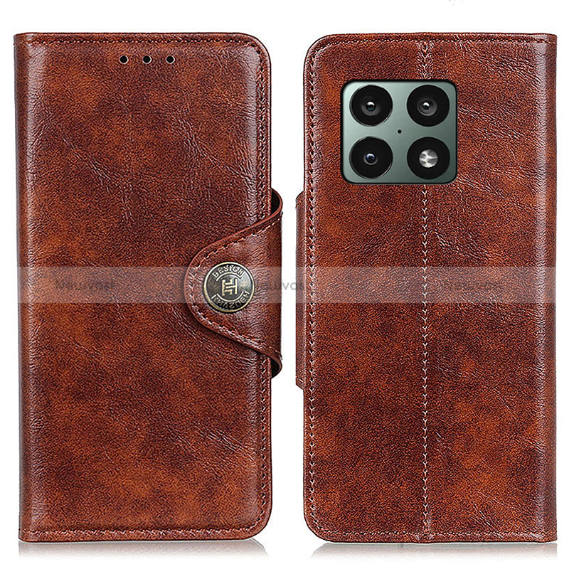 Leather Case Stands Flip Cover Holder M12L for OnePlus 10 Pro 5G Brown