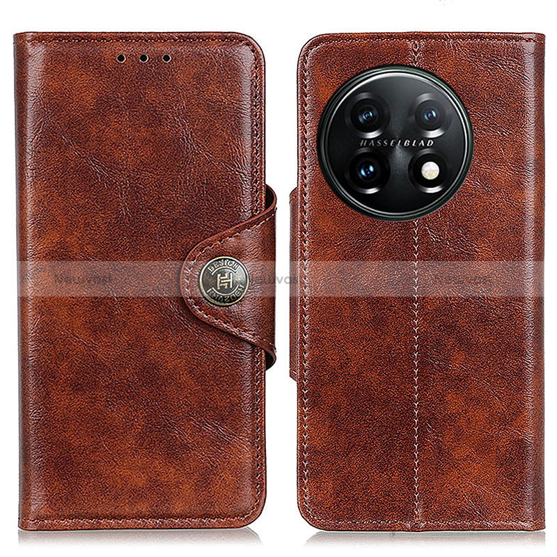 Leather Case Stands Flip Cover Holder M12L for OnePlus 11 5G Brown