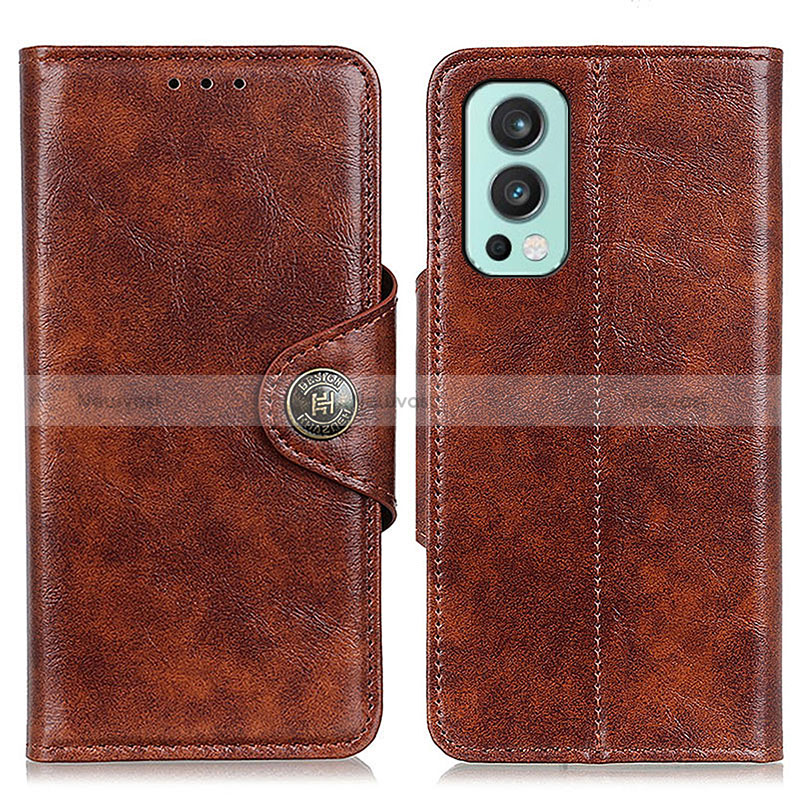 Leather Case Stands Flip Cover Holder M12L for OnePlus Nord 2 5G Bronze