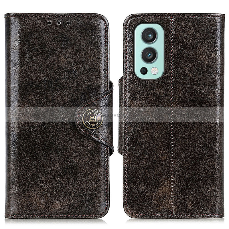 Leather Case Stands Flip Cover Holder M12L for OnePlus Nord 2 5G Brown