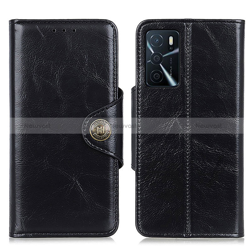 Leather Case Stands Flip Cover Holder M12L for Oppo A16 Black