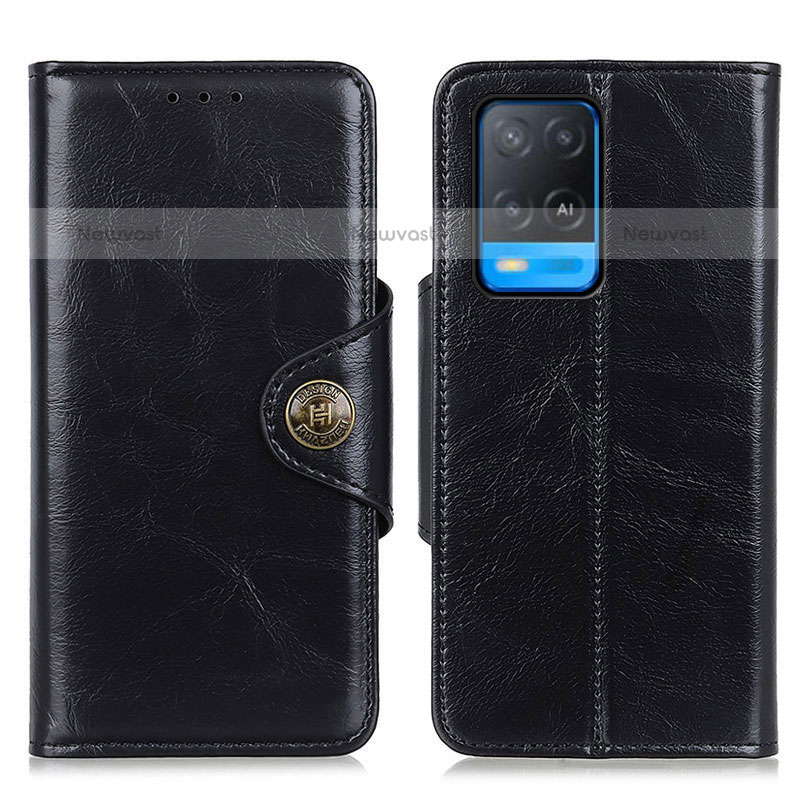 Leather Case Stands Flip Cover Holder M12L for Oppo A54 4G Black