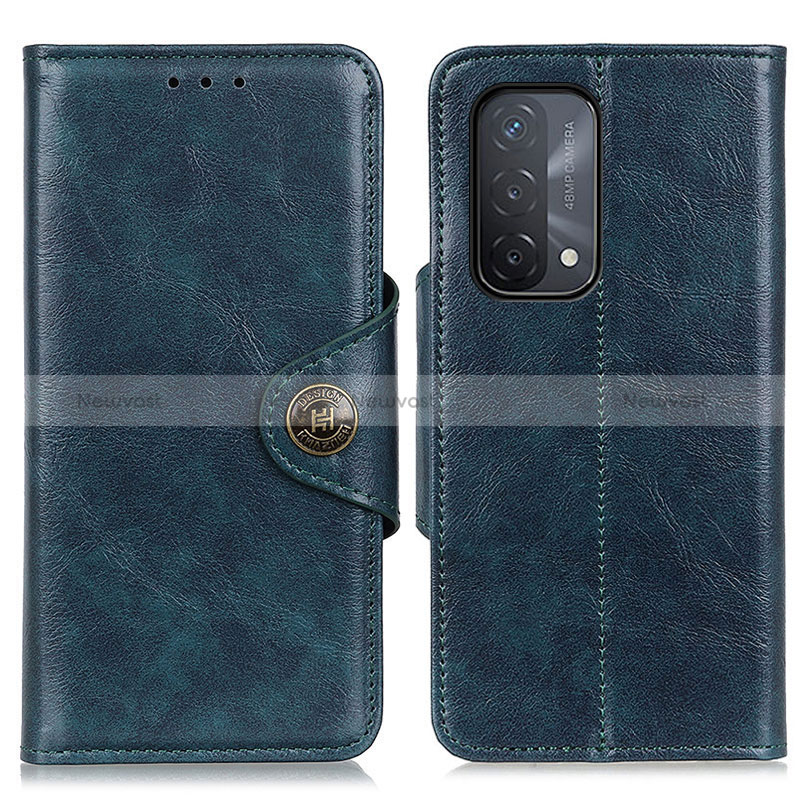 Leather Case Stands Flip Cover Holder M12L for Oppo A54 5G Blue