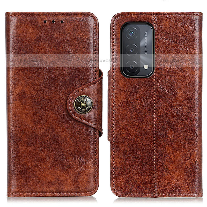 Leather Case Stands Flip Cover Holder M12L for Oppo A93 5G Brown