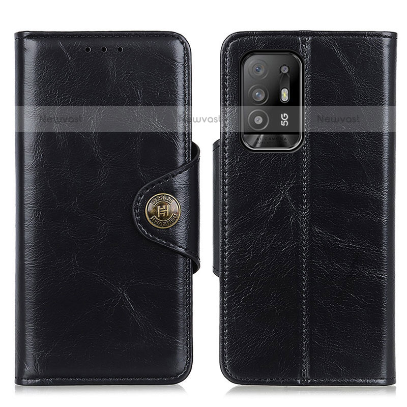 Leather Case Stands Flip Cover Holder M12L for Oppo A94 5G Black