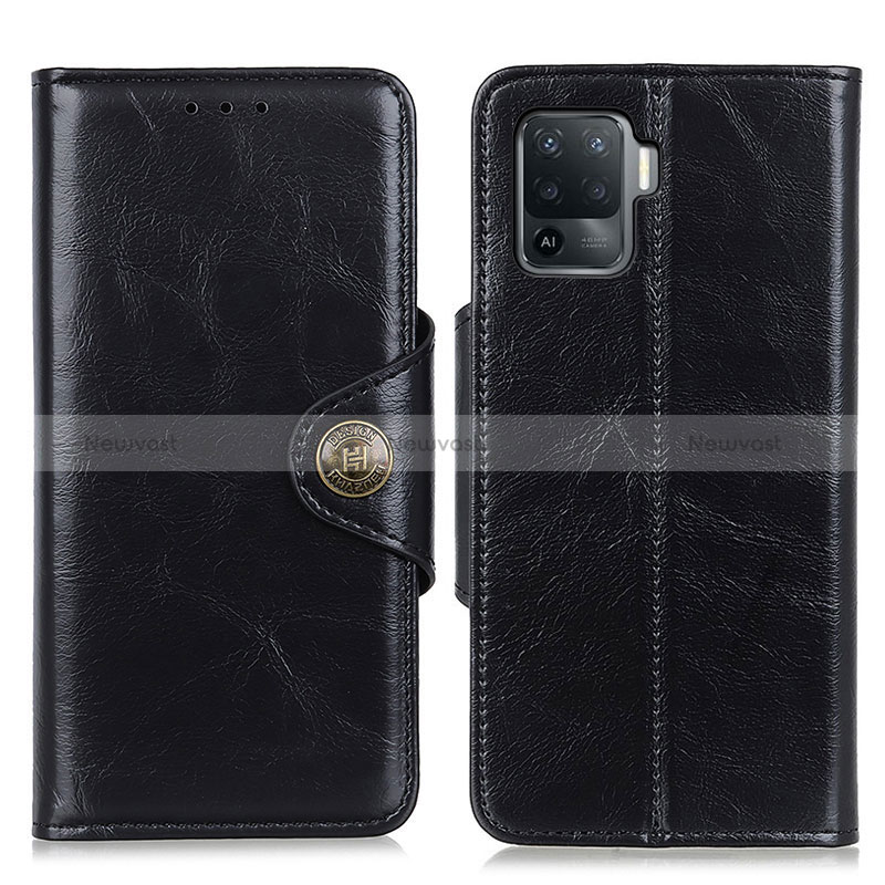 Leather Case Stands Flip Cover Holder M12L for Oppo Reno5 F Black