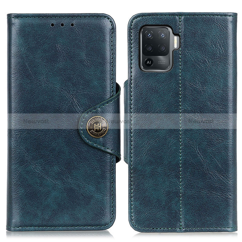 Leather Case Stands Flip Cover Holder M12L for Oppo Reno5 Lite Blue