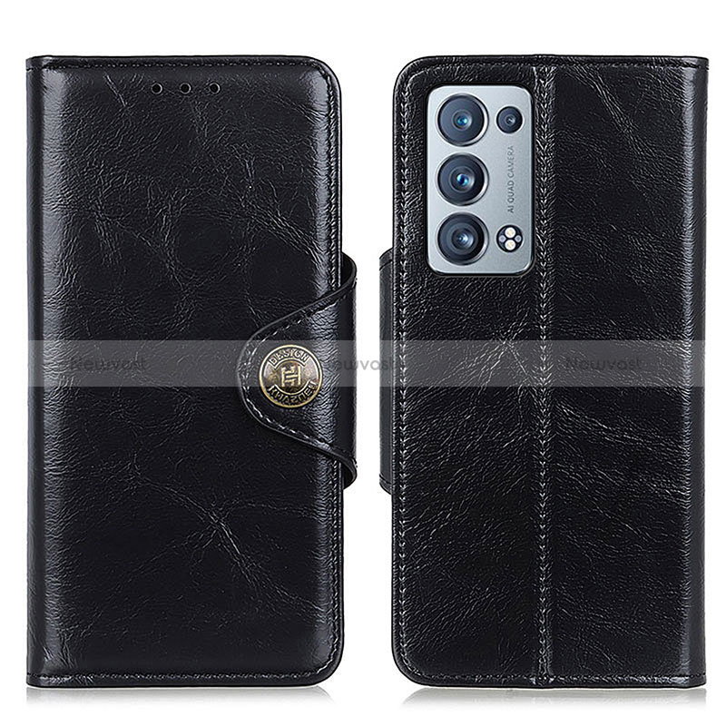 Leather Case Stands Flip Cover Holder M12L for Oppo Reno6 Pro 5G Black