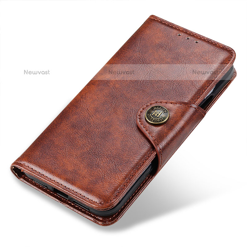 Leather Case Stands Flip Cover Holder M12L for Samsung Galaxy A02s Brown