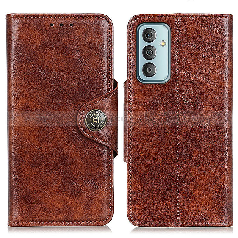 Leather Case Stands Flip Cover Holder M12L for Samsung Galaxy F23 5G Brown