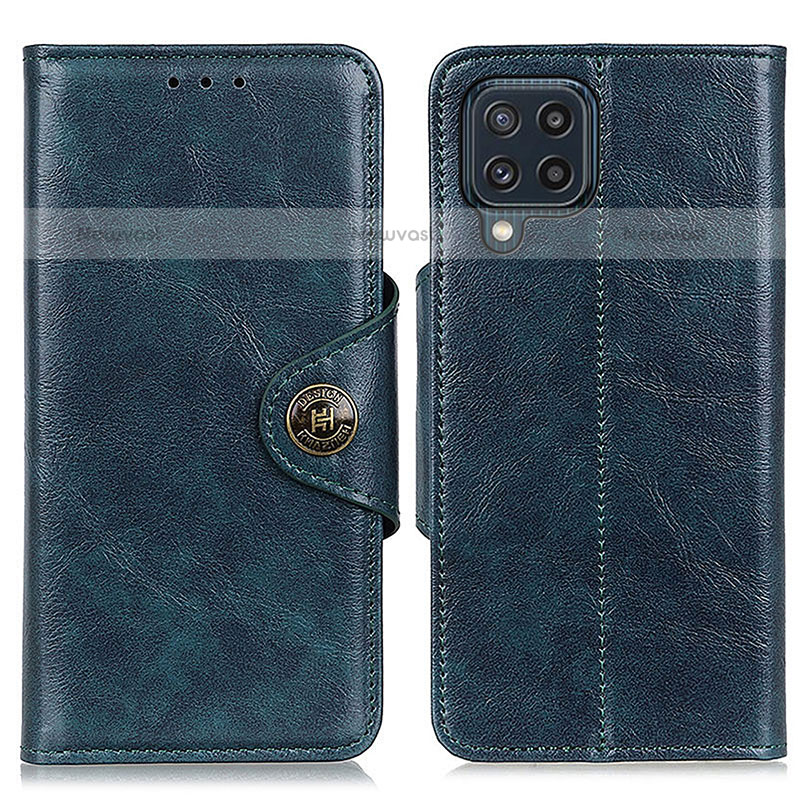 Leather Case Stands Flip Cover Holder M12L for Samsung Galaxy M32 4G Blue