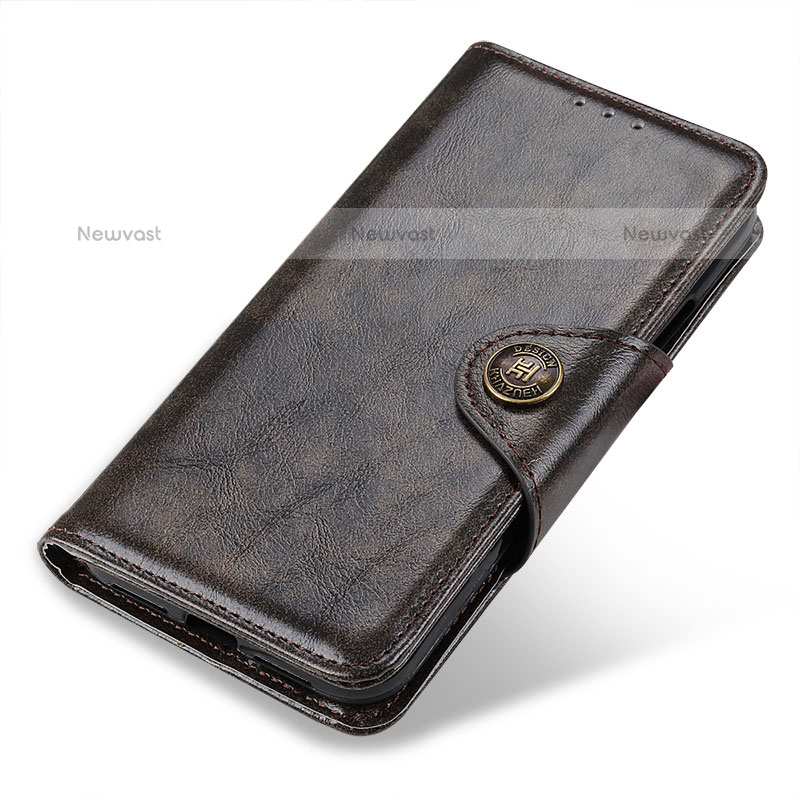 Leather Case Stands Flip Cover Holder M12L for Samsung Galaxy M32 5G Bronze