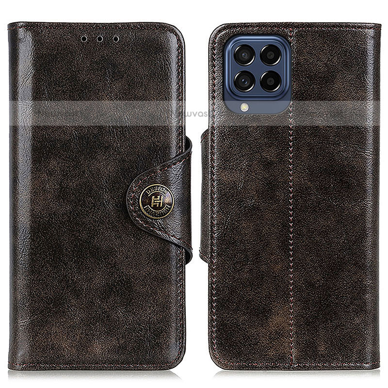 Leather Case Stands Flip Cover Holder M12L for Samsung Galaxy M53 5G Bronze