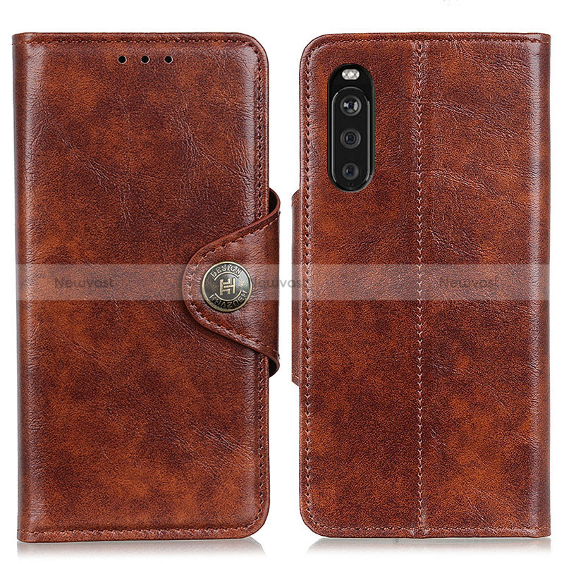 Leather Case Stands Flip Cover Holder M12L for Sony Xperia 10 III Lite Brown