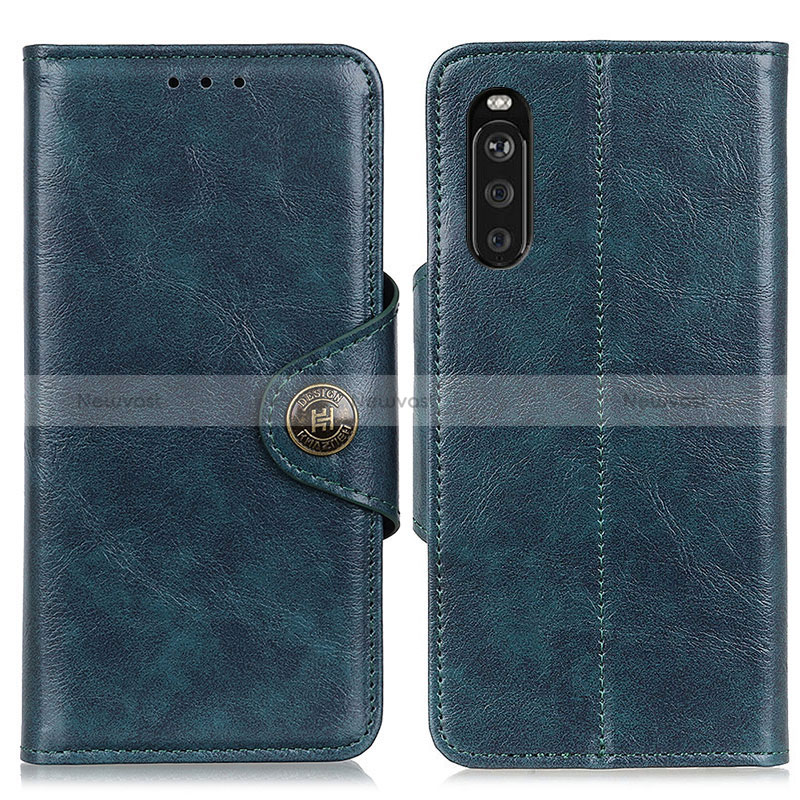 Leather Case Stands Flip Cover Holder M12L for Sony Xperia 10 III SOG04 Blue