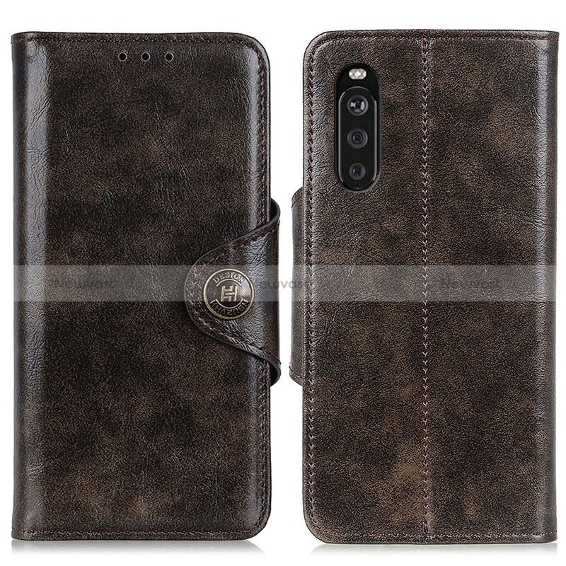 Leather Case Stands Flip Cover Holder M12L for Sony Xperia 10 III SOG04 Bronze